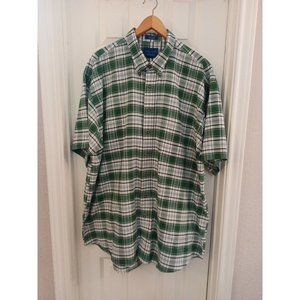 Men's Town craft Plaid Green/White Button Down Shirt With Pocket Size 2XLT